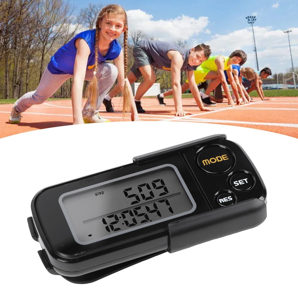 Accurate Step Counter Large Digital Display For Men Women Black