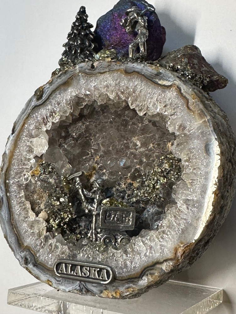 Geode Sculpture ALASKA Gold Mining scene