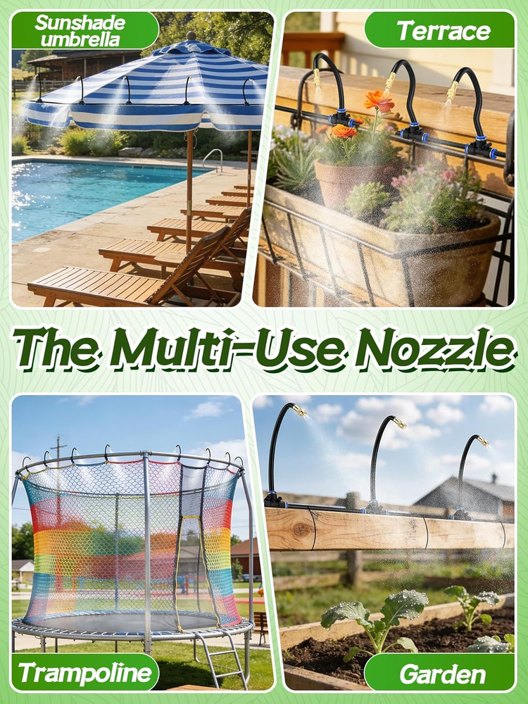 49Ft Drip Irrigation System Kit - Includes 15Pcs 360° Adjustable Sprayers, 5/16"