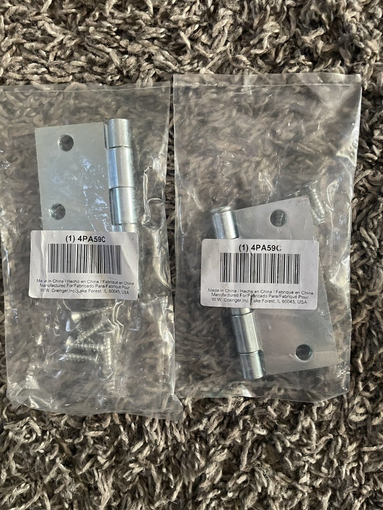 4PA59C Butt Hinge, Square, Steel - Pair