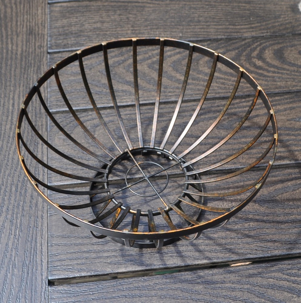 Rustic Fruit Bowls Antique Copper Color 11x6 All-Purpose Distressed Wire Baskets