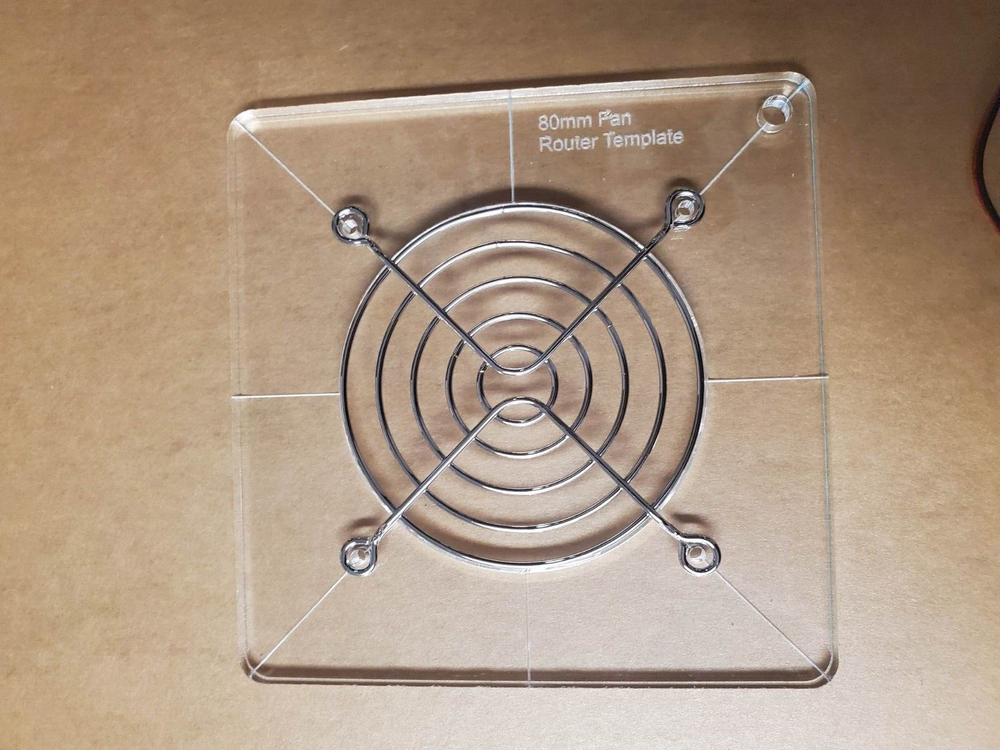 Acrylic PC Fan Router Template Hole Jig *ANY SIZE*