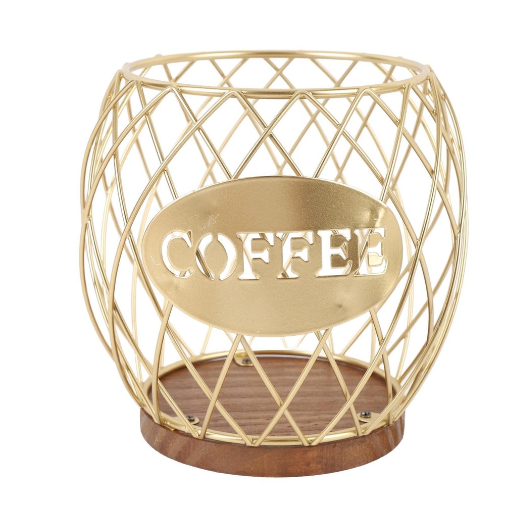 Coffee Pod Holder - Large Capacity Wire K Cup Storage with Wooden Base - Mode...