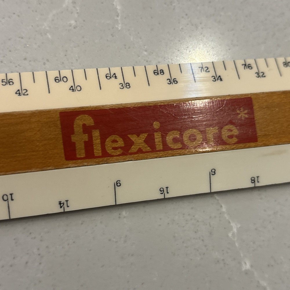 Vintage Wood Ruler Engineering Drafting - Flexicore Wisconsin