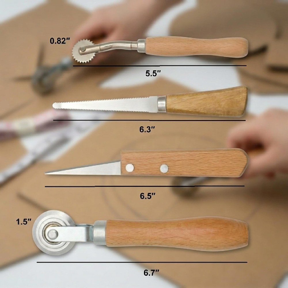 Resizer Tool Kit, 0.5mm Solid & Dashed Line Scoring Wheel with Wood Handle & ...