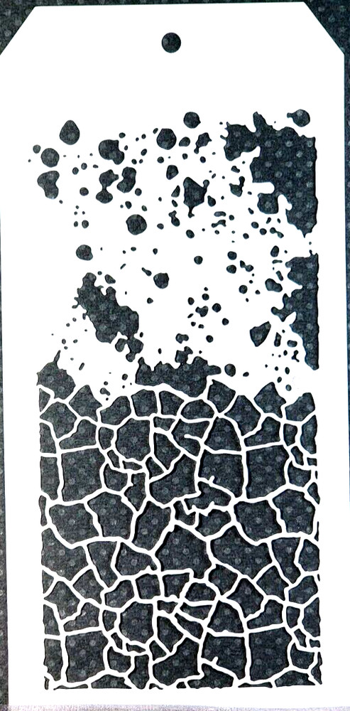 Broken Glass & Spatter Pattern Distressed Stencil  5" x 8" Mixed Media Inking