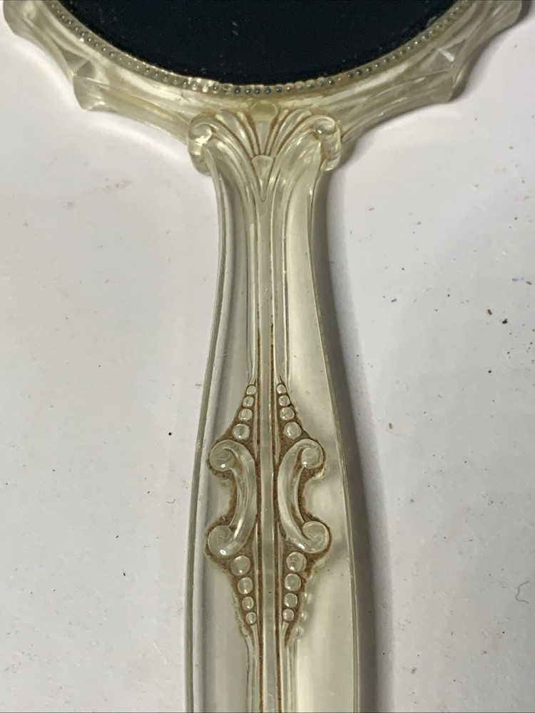 Vintage Mirror Handheld LUCITE Plastic VANITY Large (U)