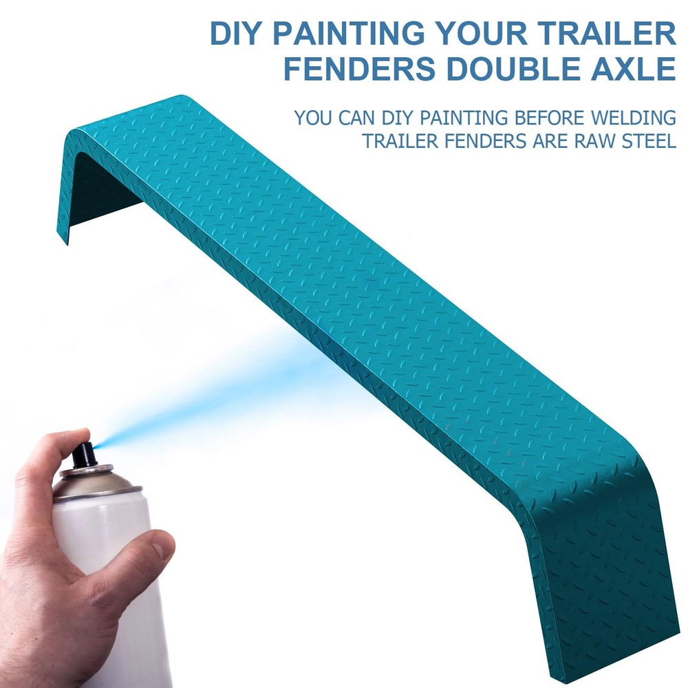 2 x Diamond Tread Plate Double Tandem Axle Trailer Fenders for 13"-15" Tires