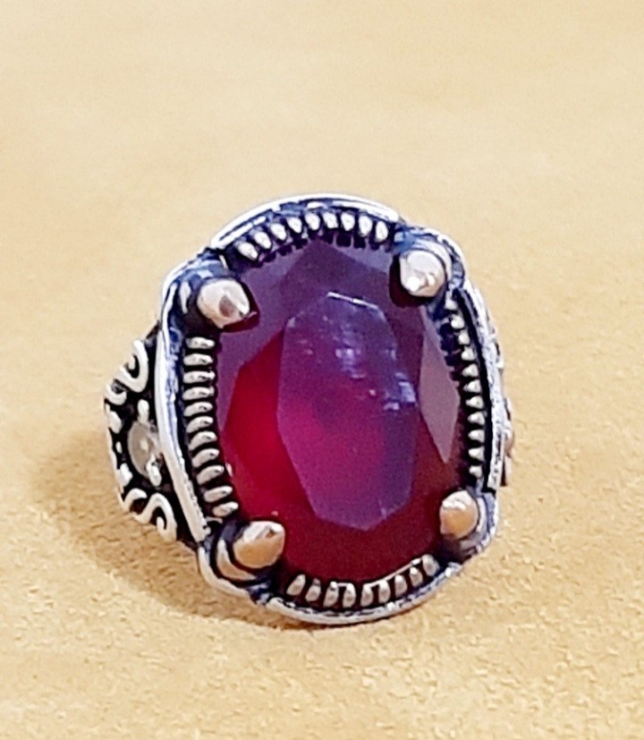 925 SILVER RING Men Solitaire Spinel Ring Sterling Man $