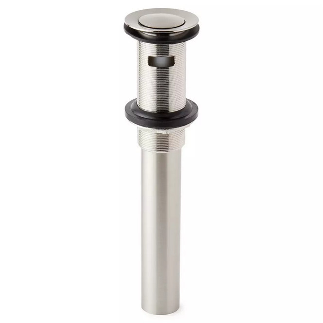 EXTENDED PRESS TYPE POP-UP BATRHOOM DRAIN- OVERFLOW HOLE - BRUSHED NICKEL