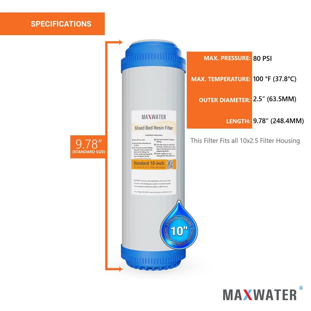 MIXED BED DI RESIN FILTER CARTRIDGE (2x Non-Refill DI)