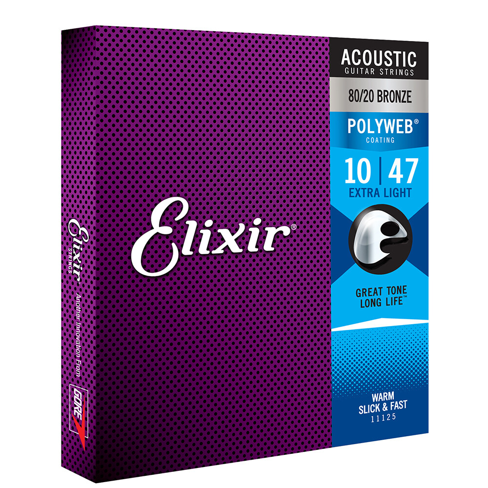 Elixir Polyweb 80/20 Bronze Extra Light Acoustic Guitar Strings 11000 1 Set