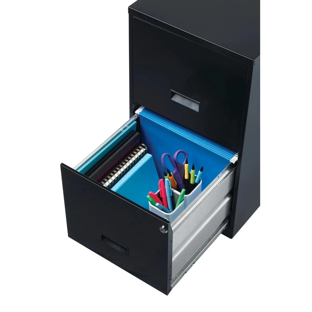 Space Solutions 18" Deep 2 Drawer Letter Width Vertical File Cabinet, Black