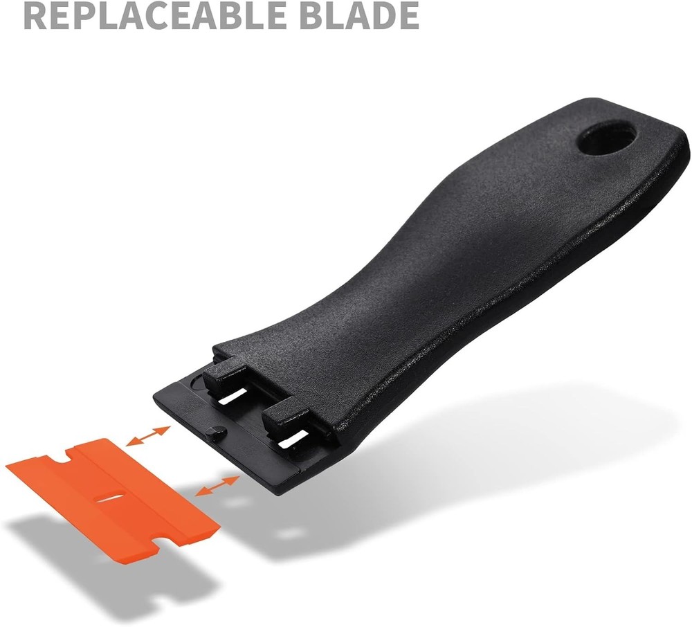 Safe Non-Scratch Plastic Razor Scraper Tool - 1.5" with 10 Replacement Blades