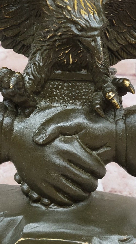 Bronze Unity Eagle Sculpture Limited Edition Handshake Symbol Home Office
