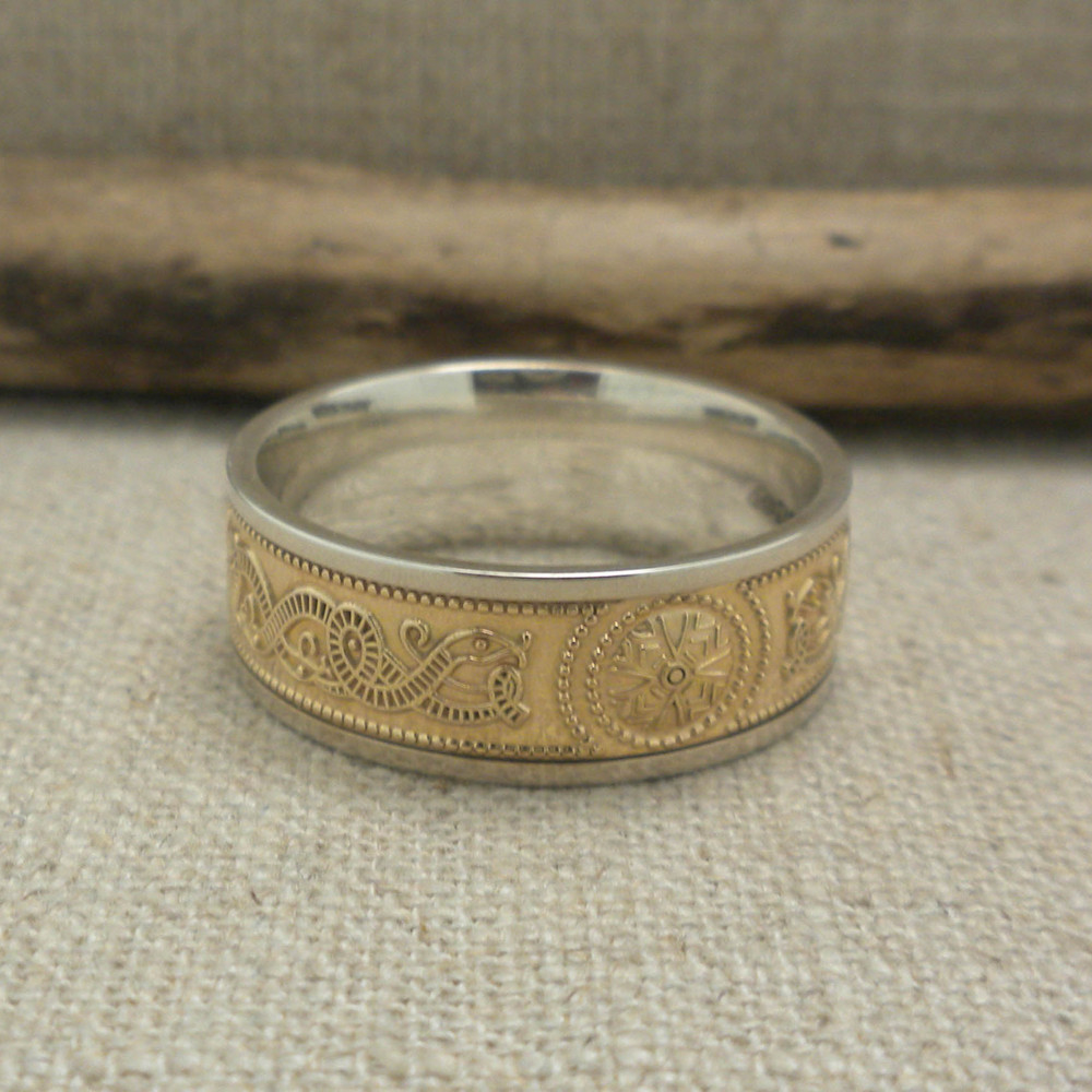 Silver & 10K Celtic Warrior Shield Wedding Ring Irish made BORU 12.25