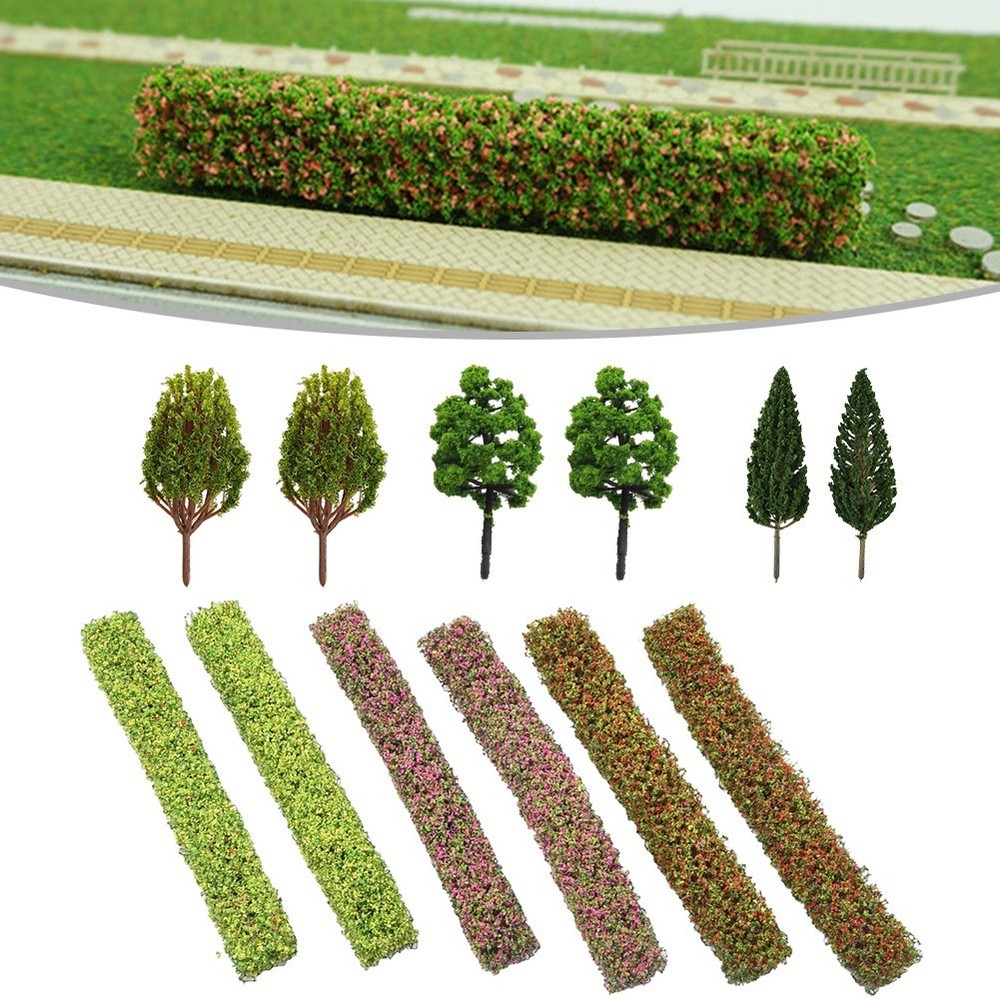 Miniature Landscaping Set 9 Shrub Strips & 6 Model Trees for Creative Projects