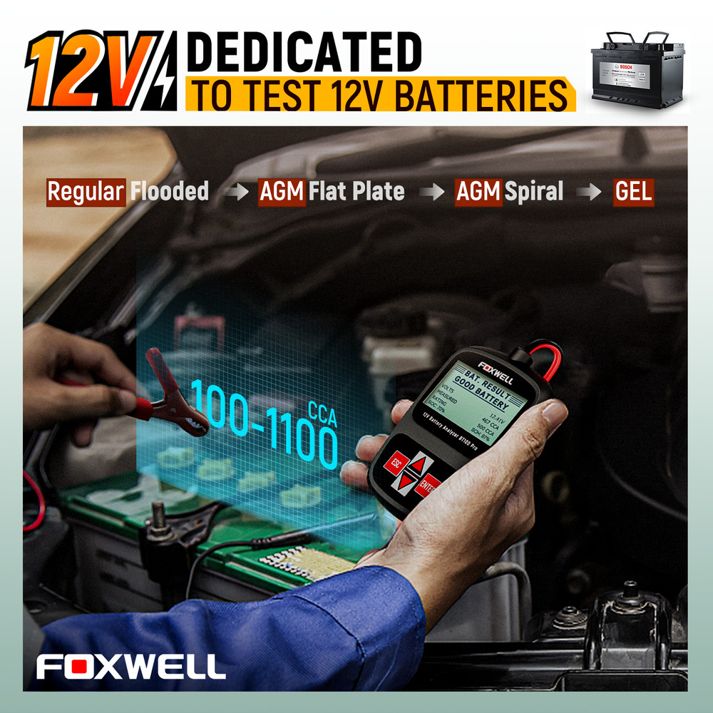 FOXWELL BT100 Pro Automotive Scanner Diagnostic Tool Code Reader Voltage Tester