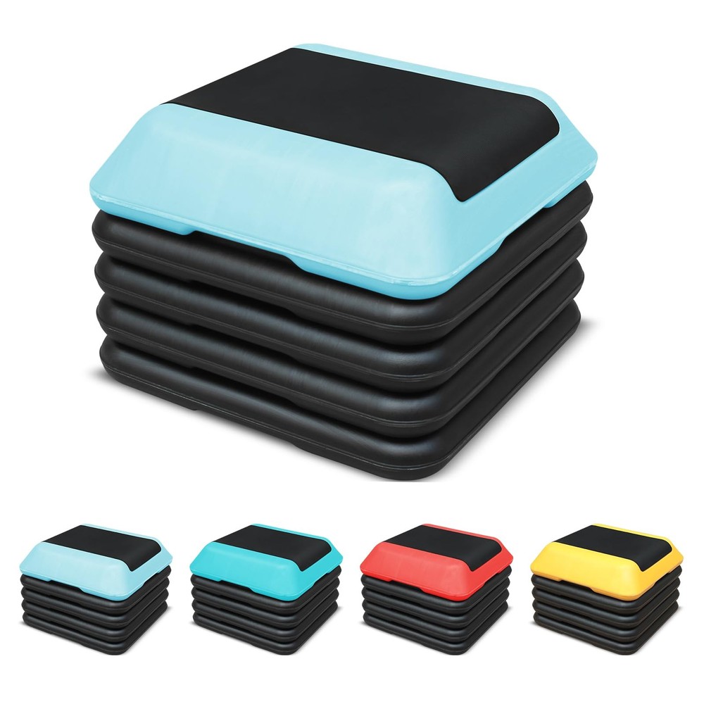 16"x16" Exercise Aerobic Step Platform with 4 Risers, Adjustable Height 4"-6'...