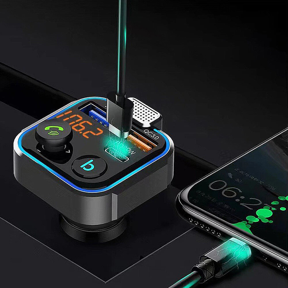 Wireless Bluetooth 5.0 FM Transmitter Adapter Type-C PD 20W Fast USB Charger