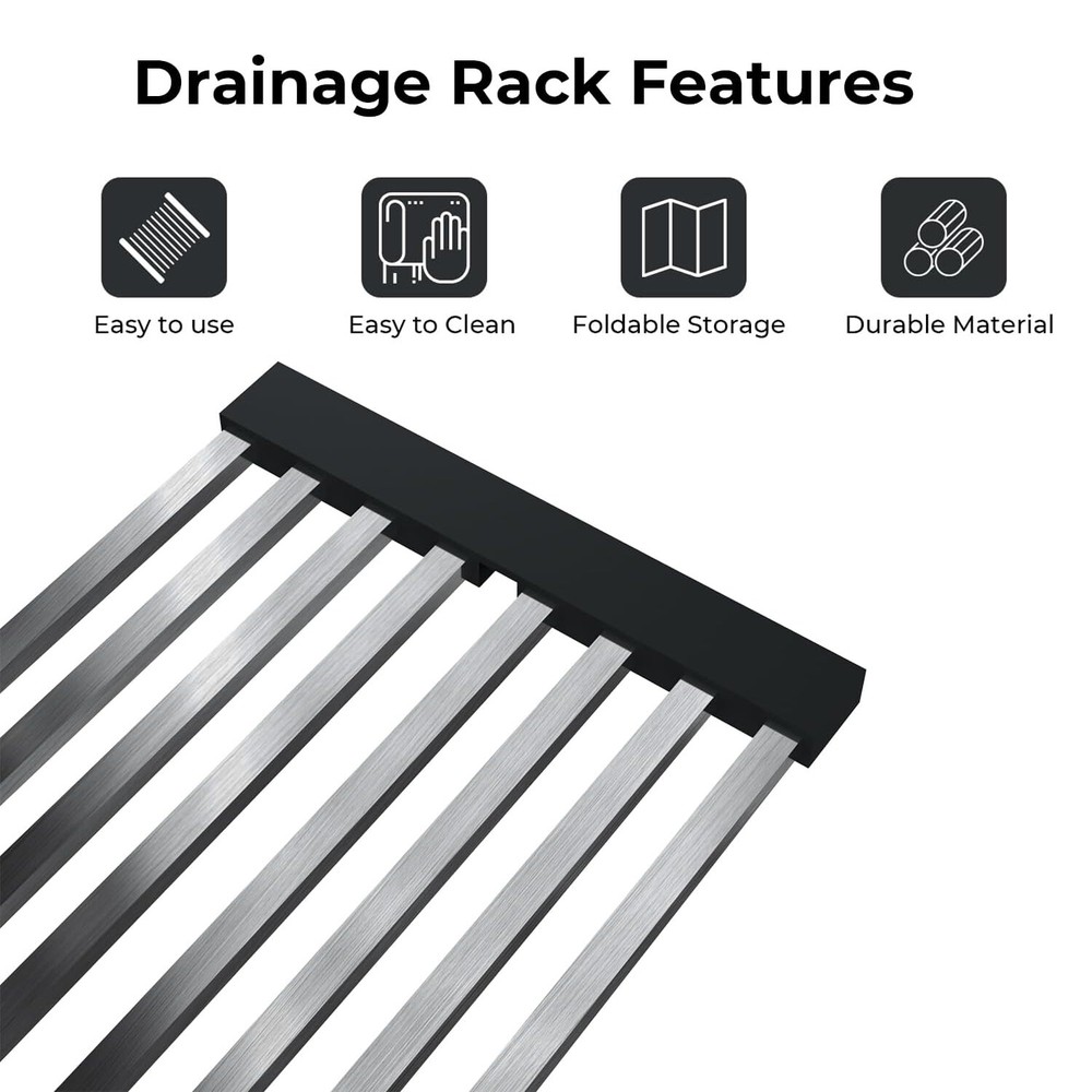 TECASA Over the Sink Drain Rack Roll Up Dish Drying Drainer Mat Multipurpose