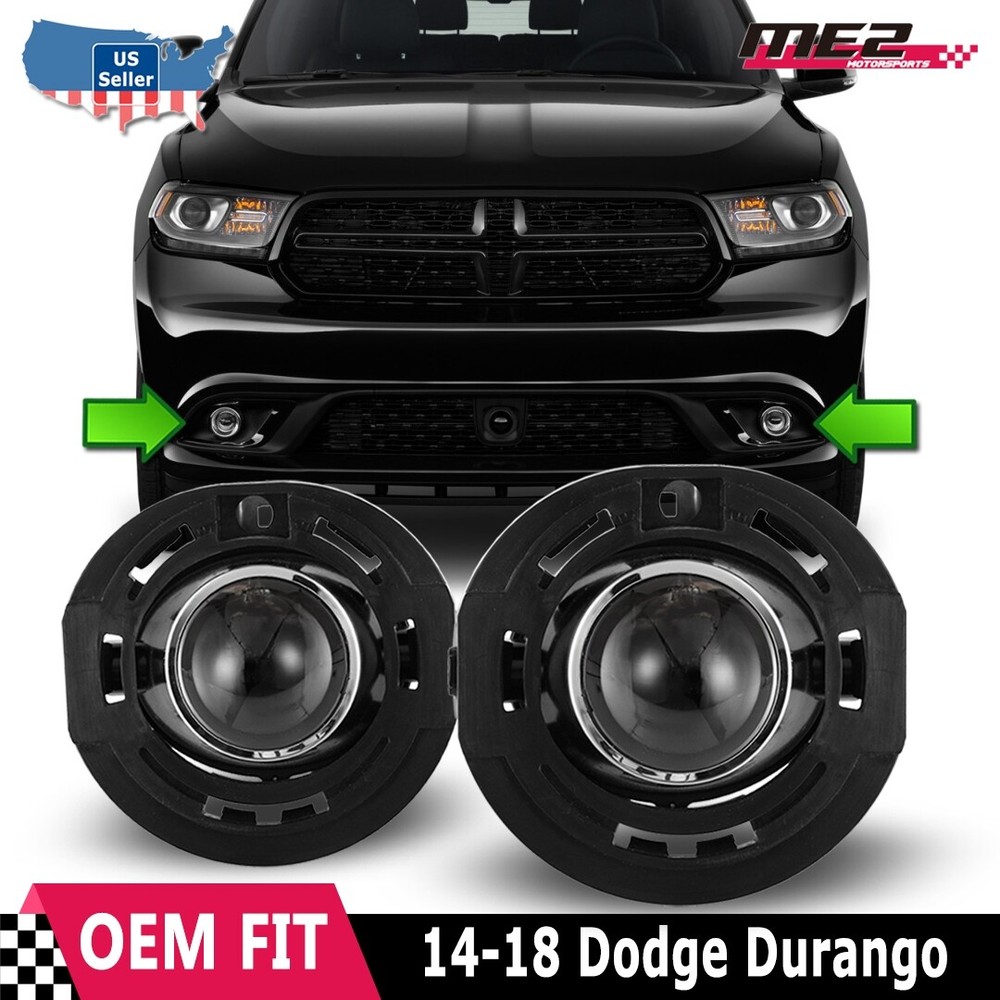 Fog Light Fits 2014-2018 Dodge Durango PAIR Clear Lens Lamp Bumper Replacement