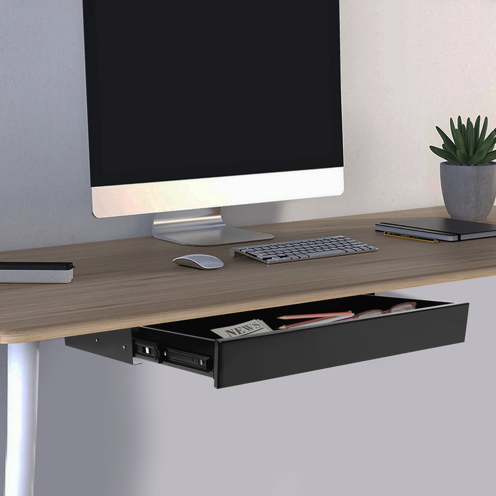 Standing Desk Drawer Under Desk Mounted Sliding Pullout Storage Organizer Drawer