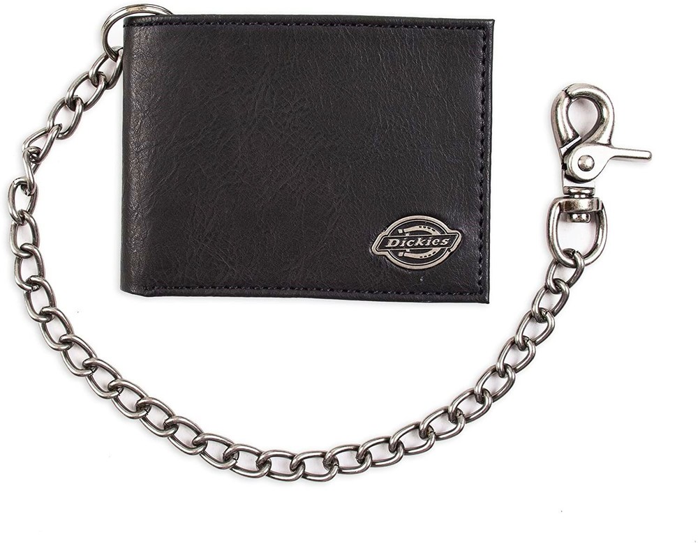 Dickies Men's Leather Slimfold Wallet With Chain