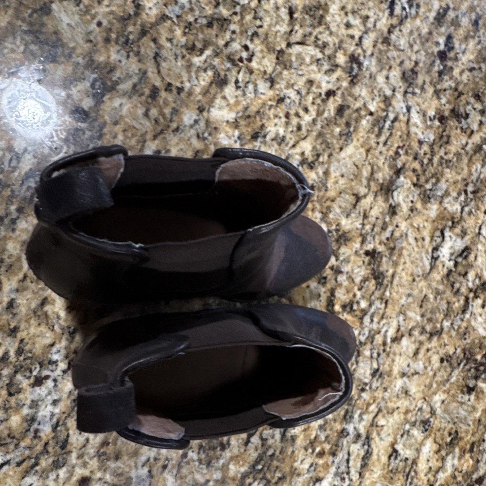 Women's Brown Black Leather Chelsea Ankle Boots Pull On Elastic Gore Pull Tab