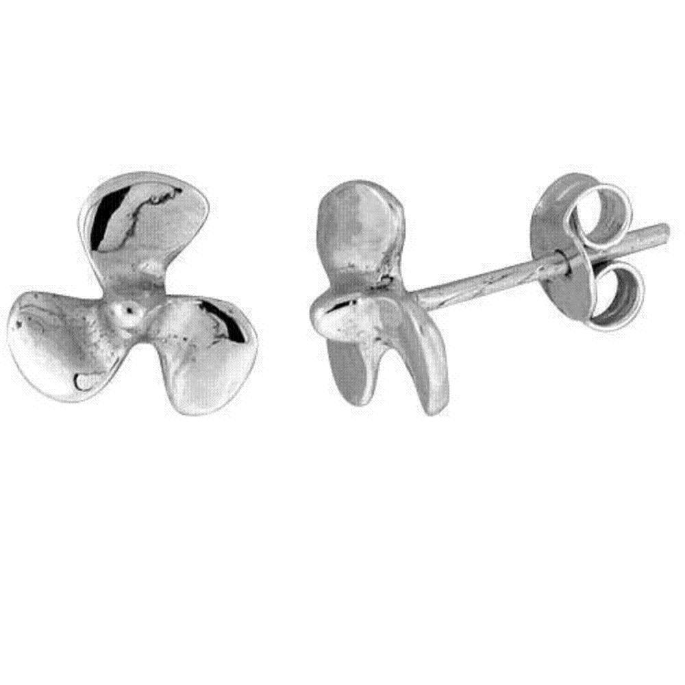 Sterling Silver Propeller, Fan Stud Earrings