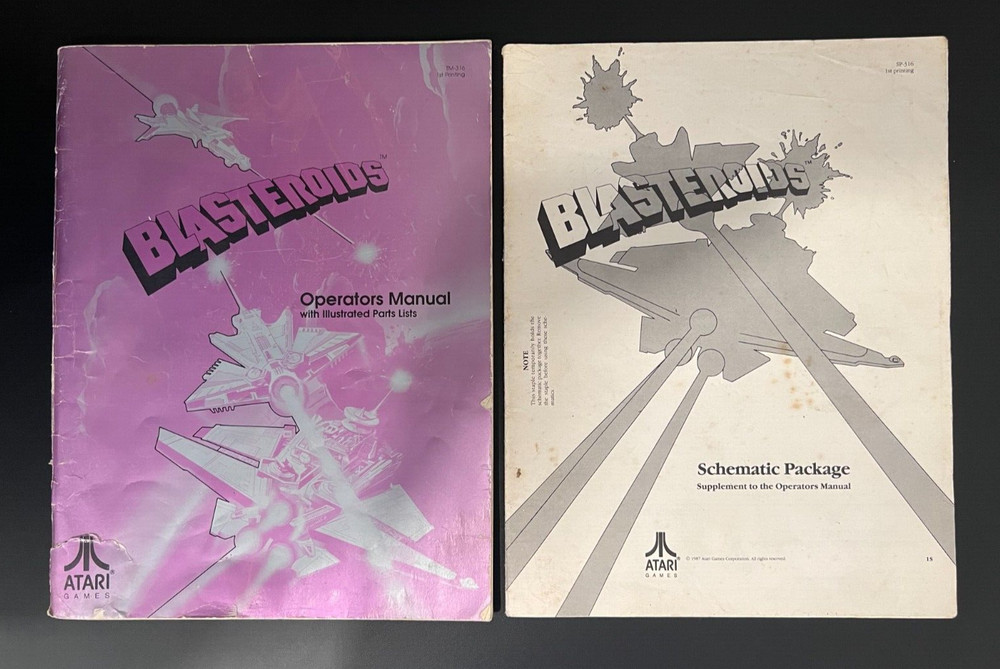 Original 1987 ATARI BLASTEROIDS arcade game OPERATORS MANUAL & schematic rare