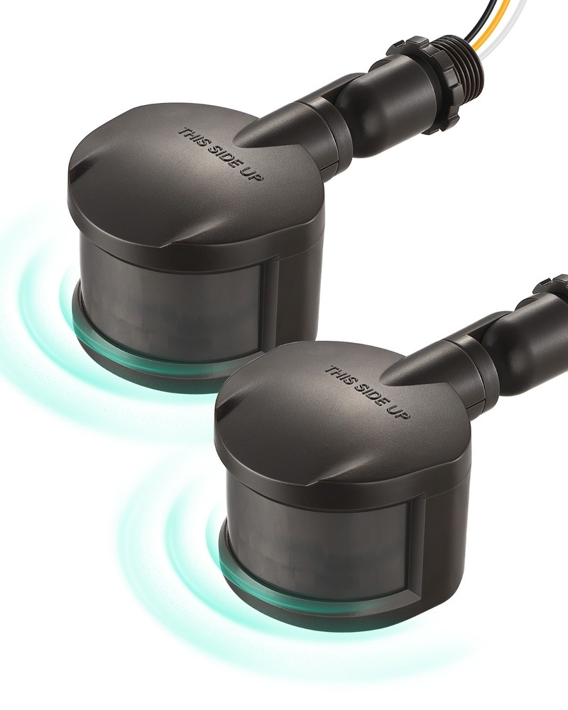 EDISHINE 2-Pack Motion Sensor 180° 60FT Range Adjustable Time 3 Modes Brown