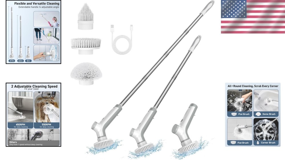 Rechargeable Spin Scrubber with Waterproof Design - Fast Charge & 90 Min Runtime