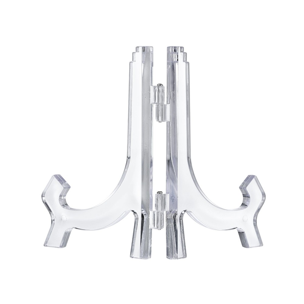 4Pcs 4.3" Easel Plate Holder Decor Plastic Folding Display Stand Clear
