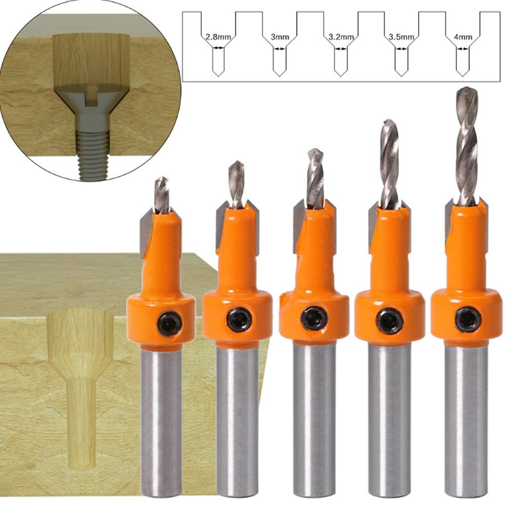 5PcsCountersink Drill Bit Woodworking Self Taping Drill Bit Carpentry Tool New