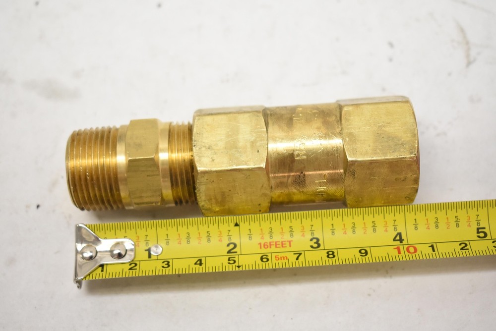 Rexarc Brass Inline Check Valve Male - Female Threaded Pipe Flow Adapter Fitting