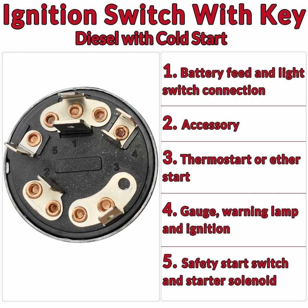 E7NN11N501AB Ignition Key Switch Tractor Ignition Switch with 2 Keys 7 Termin...