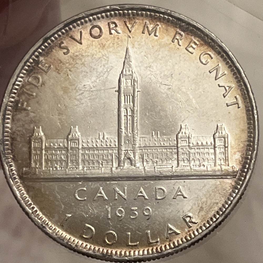 1939 Canada One Silver Dollar - UNC GEM Toned B15
