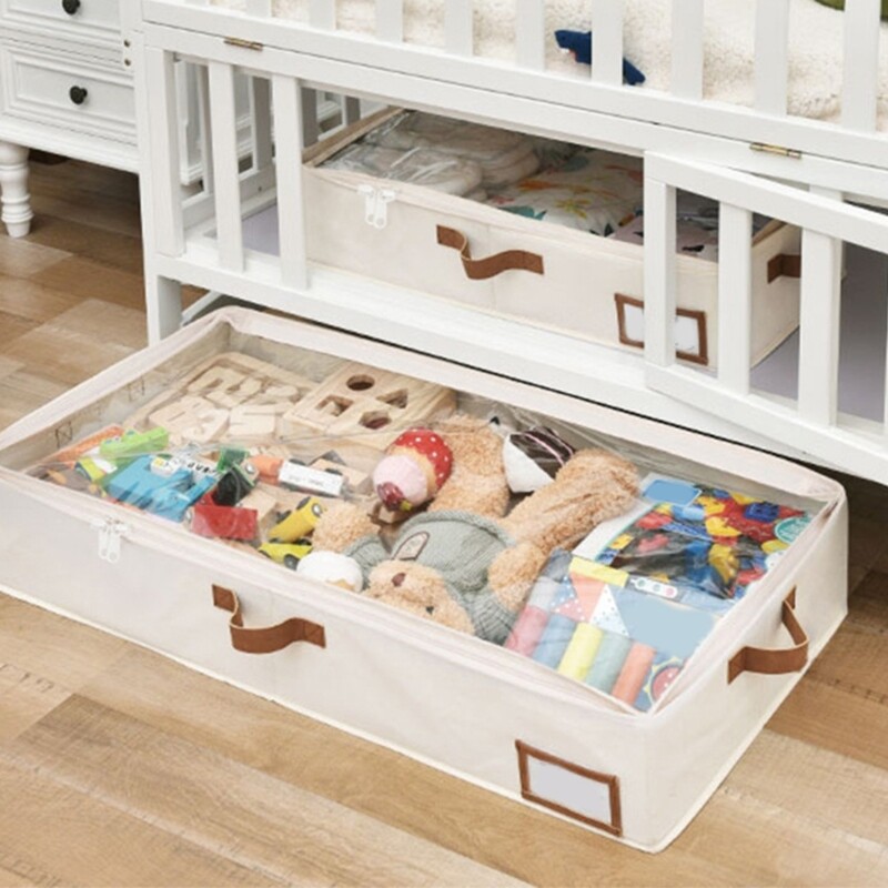 Foldable Under Bed Storage Box with Clear Window for Easy Access Clothes Holder