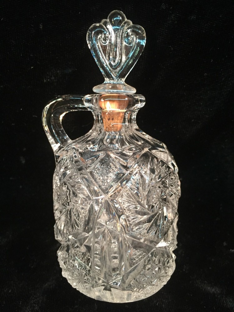 Perfume Bottle w/Handle & Stopper Pinwheel Design