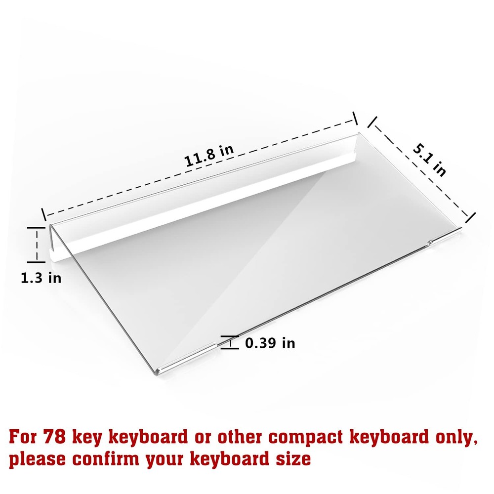 Acrylic Tilted Computer Keyboard Stand for Compact Keyboard 78 Keys Keyboard ...