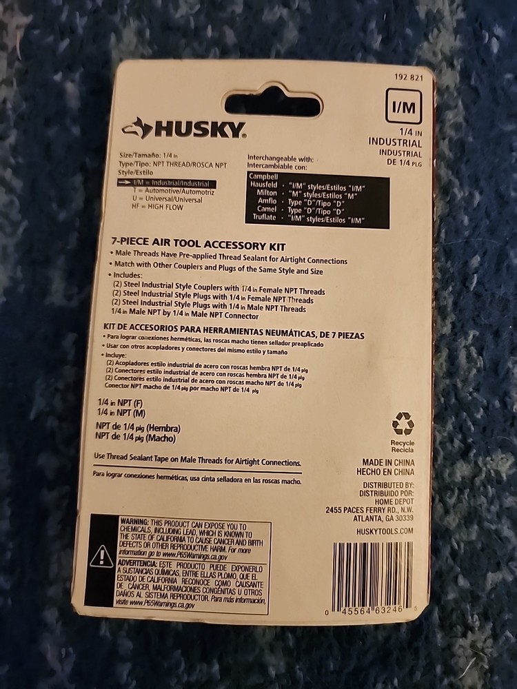 Husky 7 Piece Air Tool Accessory Kit 1/4 Inch