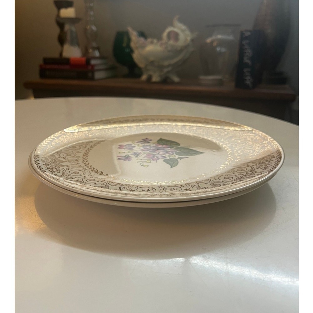 (2) Cunningham & Pickett Spring Violet Dinner Plates