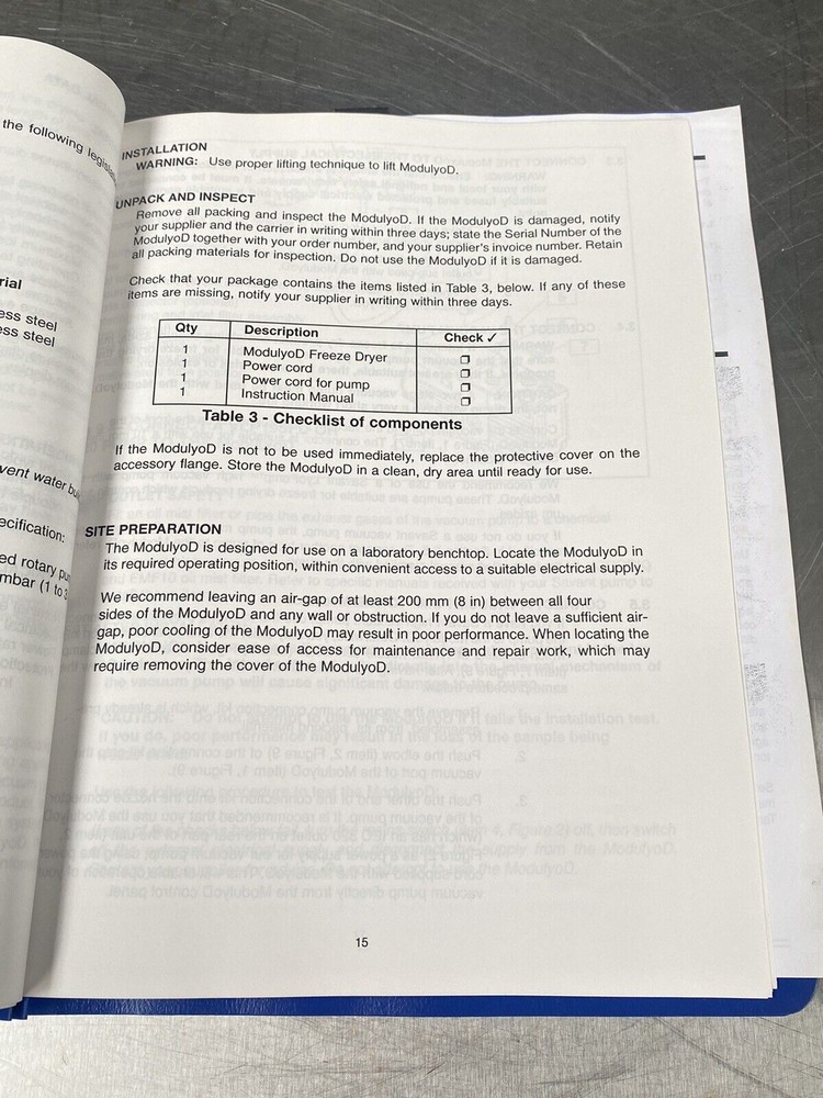 Thermo Savant ModulyoD Snl216v - Users Manual /Instructions Book
