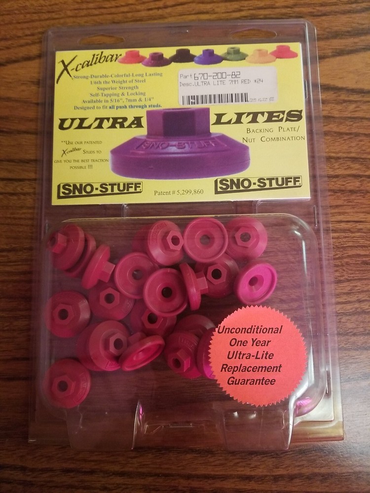 Sno-Stuff Ultra Lite Snowmobile Track Stud Backing Plate 7MM 24 Pack Red