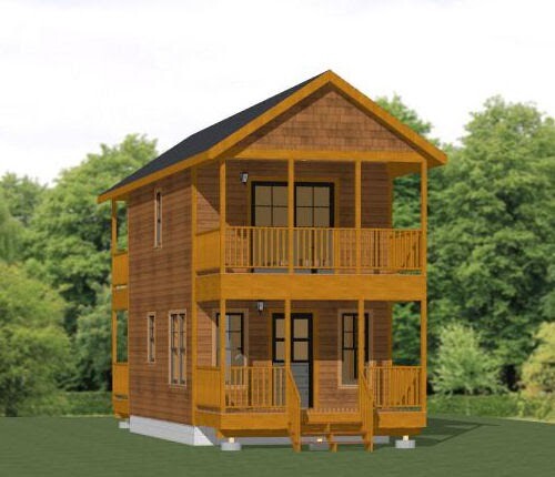 14x24 Tiny House -- 597 sq ft -- PDF FloorPlan -- Model 1A
