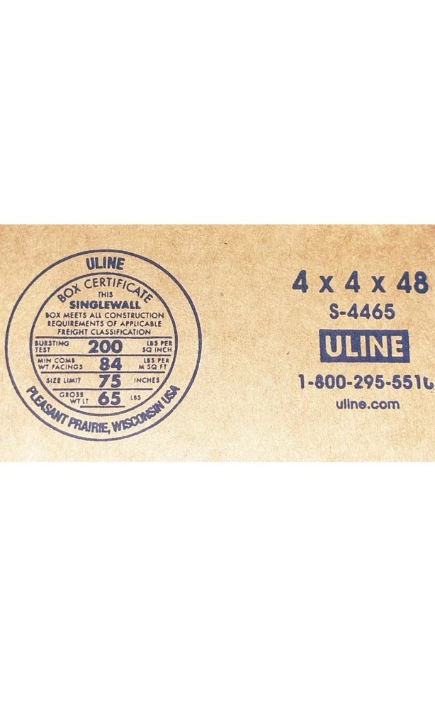 4" x 4" x 48" CARDBOARD BOX SINGLE, Waterproof Packaging Pick Up Available.