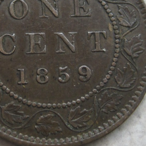 1859 Canada One Cent Victoria; Wide 9/8