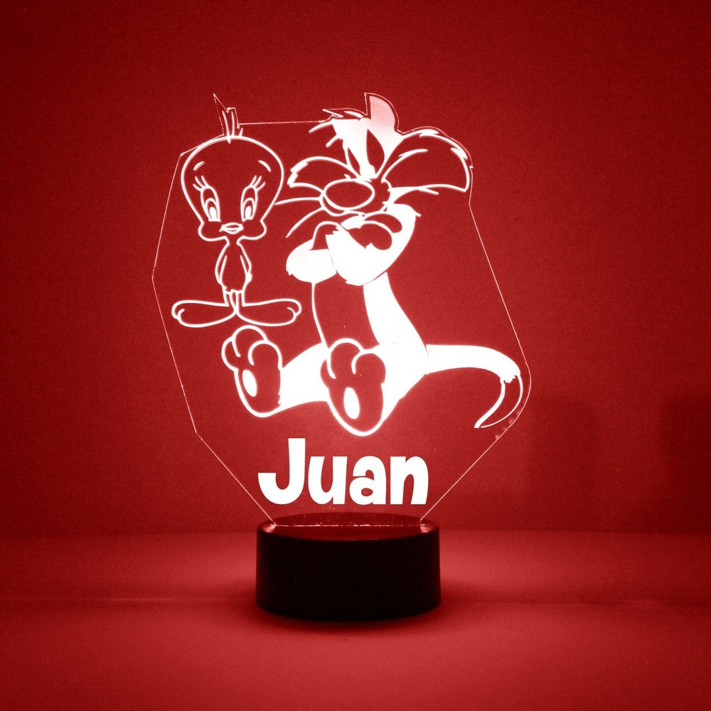 Sylvester & Tweety, Personalized FREE, LED Night Light Lamp w/ Remote Control