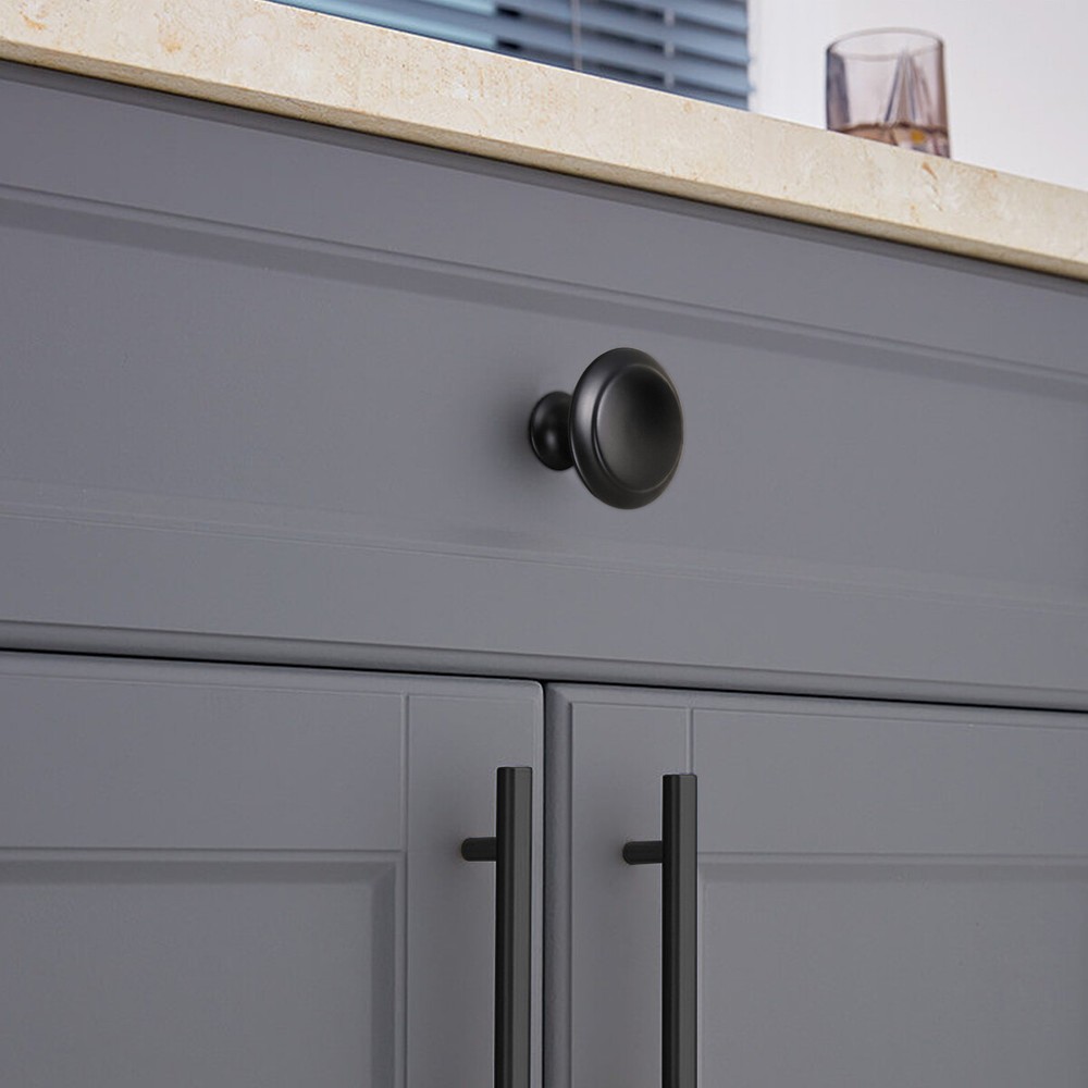 Lot of Kitchen Cabinet Knobs Hardware Drawer Cupboard Handle Pulls Black Round